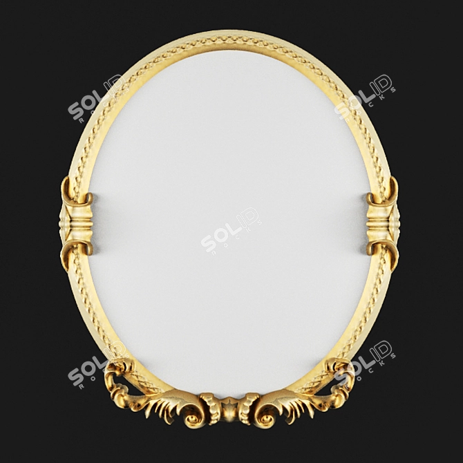 Oval Gold Mirror: Wall Decor Luxury 3D model image 1