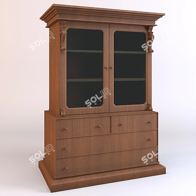 Modern Oak Bookshelf Cabinet 3D model image 1