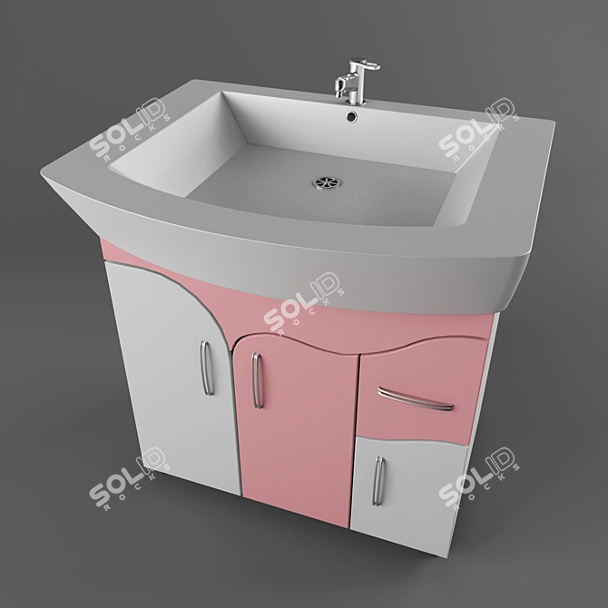 Sleek White Washbasin 3D model image 1