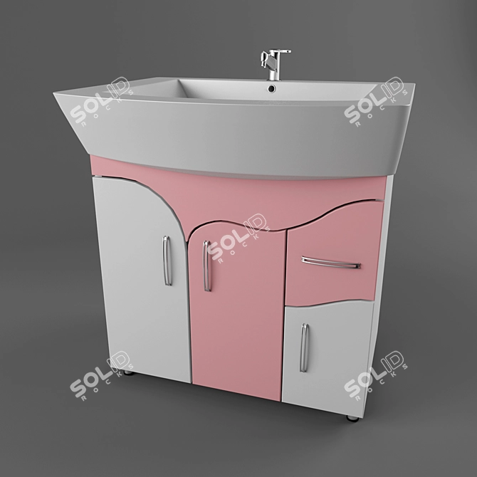 Sleek White Washbasin 3D model image 2