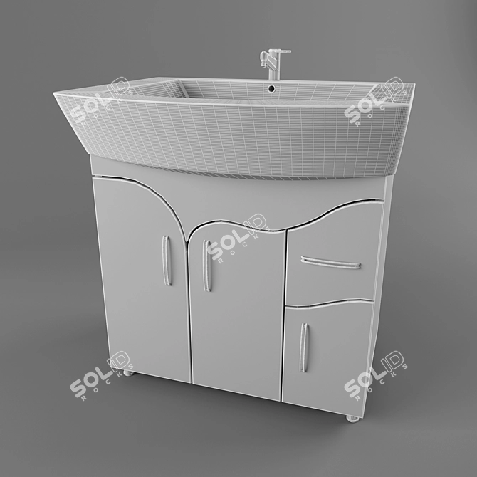 Sleek White Washbasin 3D model image 3