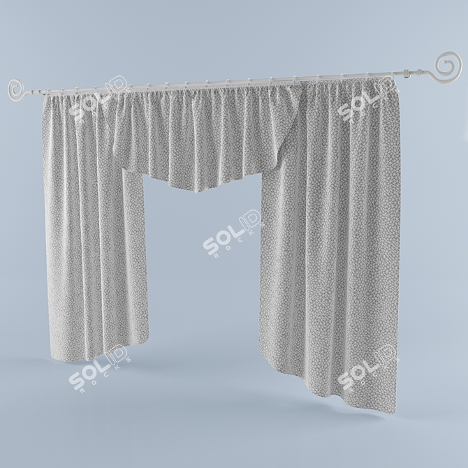 Luxurious Red Silk Curtains 3D model image 2