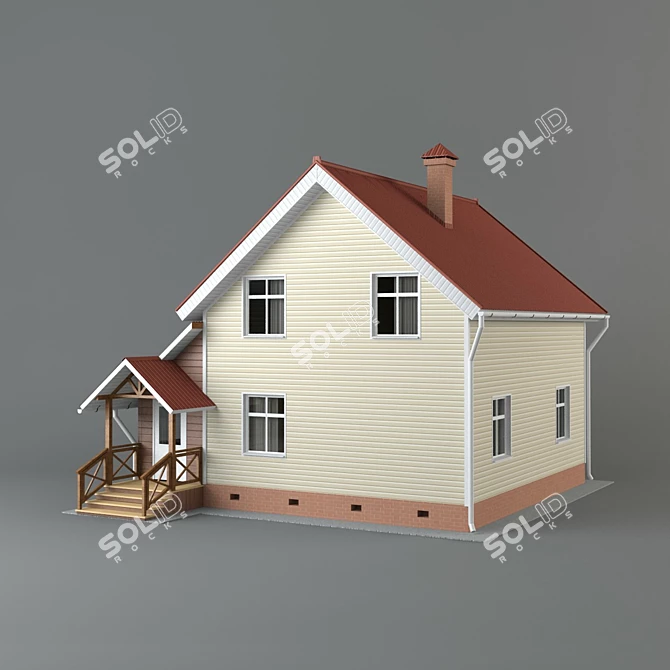 Cozy Two-Story Cottage - 9x9m 3D model image 2