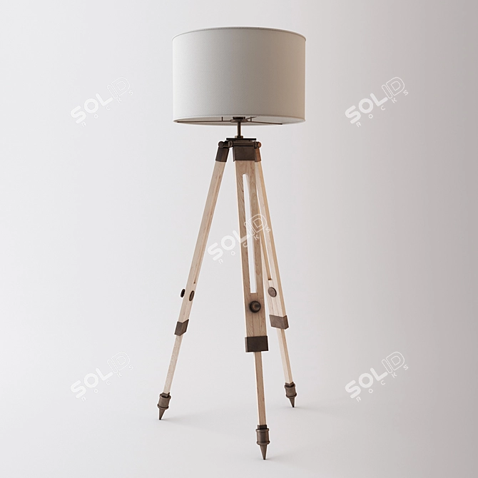 Modern Tripod Floor Lamp | 1800mm Height | 600mm Shade Diameter 3D model image 1