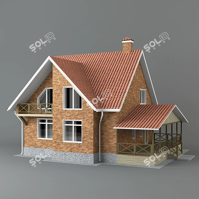 Spacious Private House with Open Veranda 3D model image 1