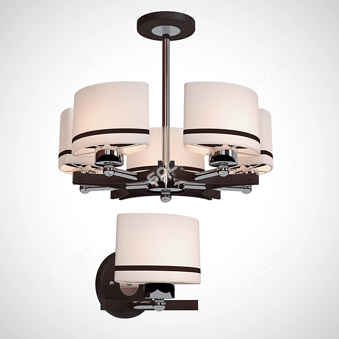 Modern Hoff Chandelier & Sconces 3D model image 1