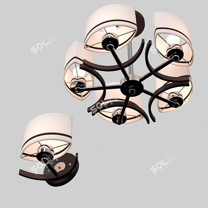 Modern Hoff Chandelier & Sconces 3D model image 3