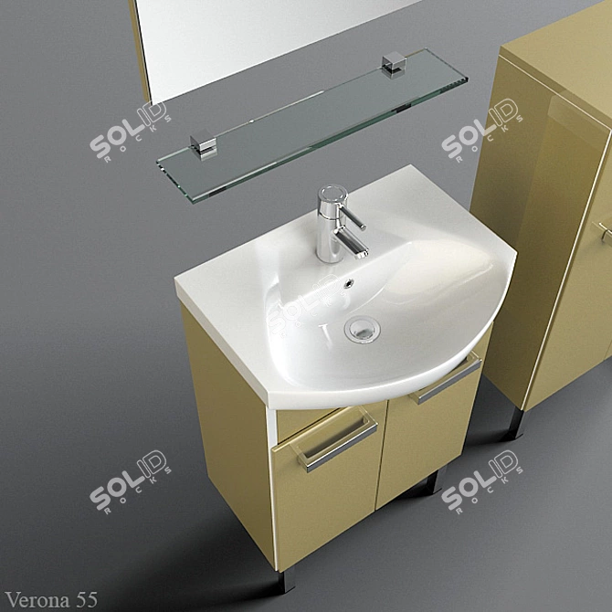 Verona 55 - Stylish Sink Cabinet 3D model image 2