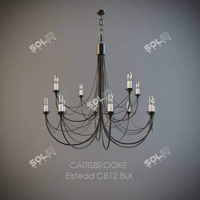 Elegant Black Chandelier: Elstead CB12 BLK 3D model image 1