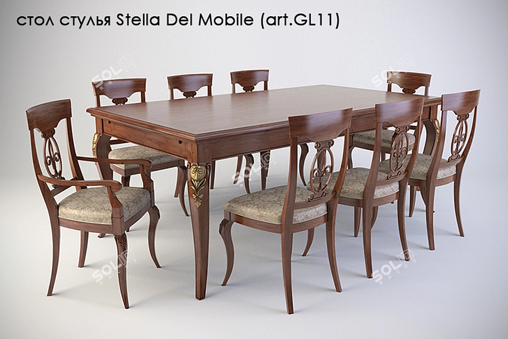 Stella Del Mobile Table & Chairs Set 3D model image 1