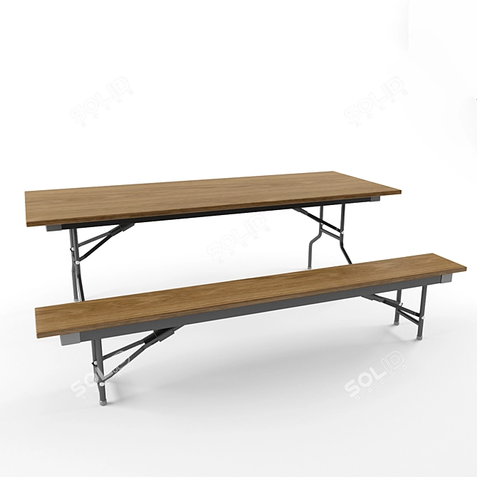 Folding Table & Bench Set 3D model image 1