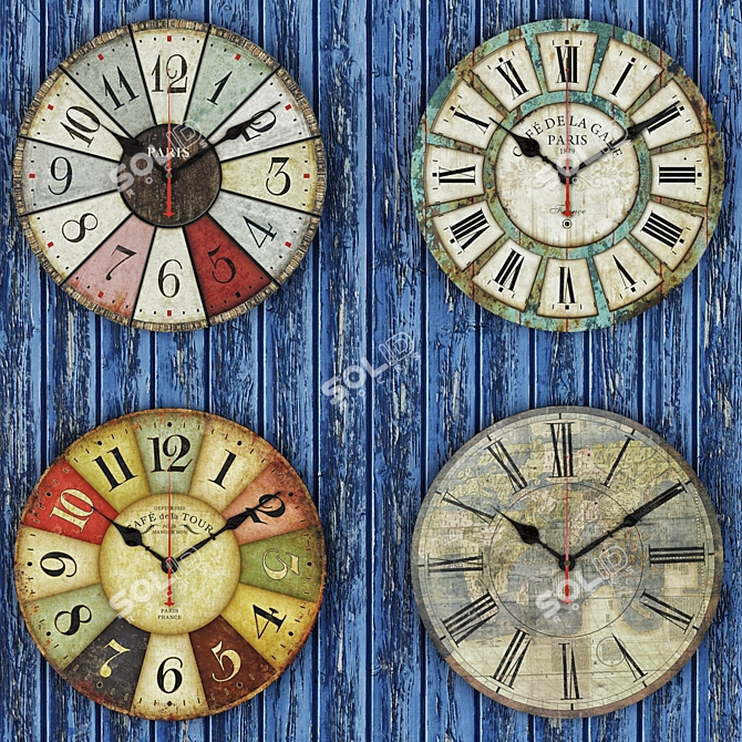 Vintage Loft Wall Clock 3D model image 1