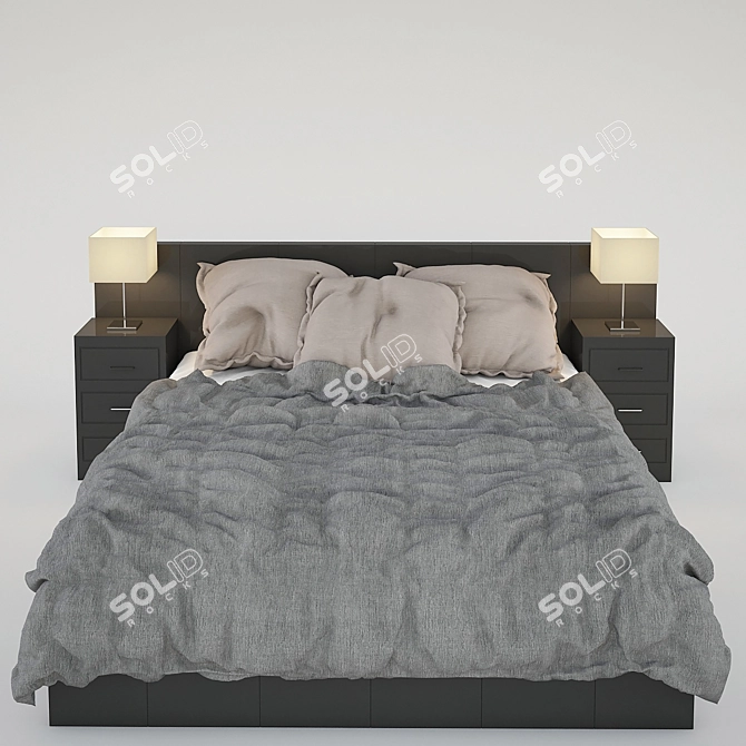 Sleek Sleep: Modern Bed 3D model image 1