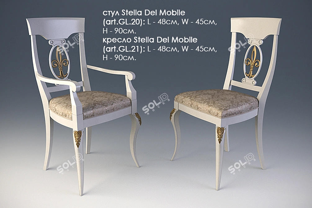 Stella Del Mobile Table Chairs - Art.GL10 3D model image 2