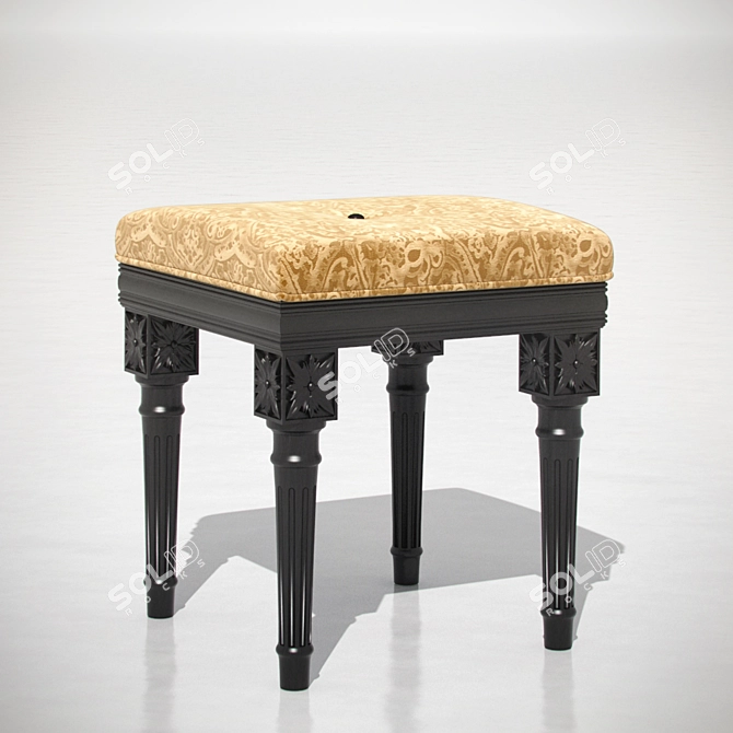 Classic Style Square Pouf 3D model image 1