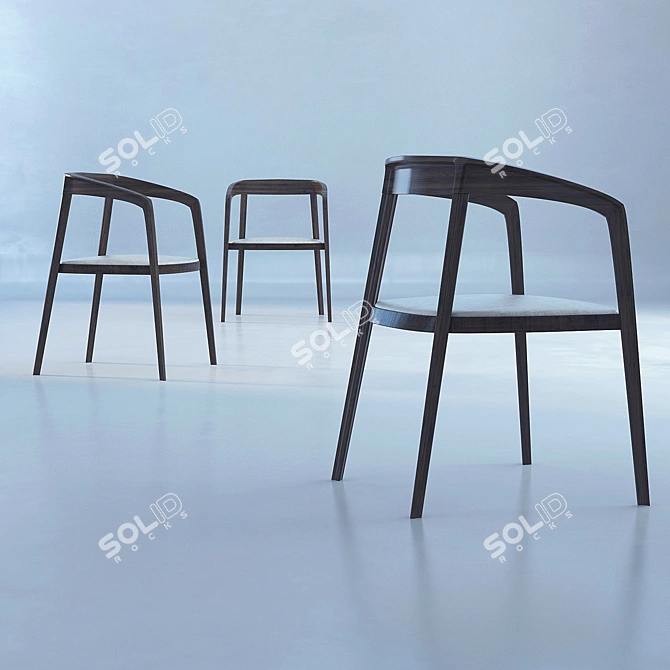 Elegant Corvo Wood and Leather Chair 3D model image 1