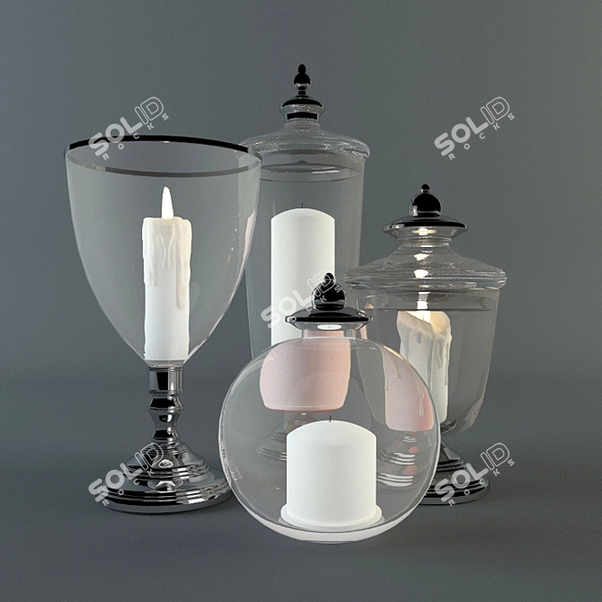 Elegant Glow: Handcrafted Candles 3D model image 1