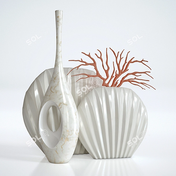 Coastal Chic Vase Set 3D model image 1
