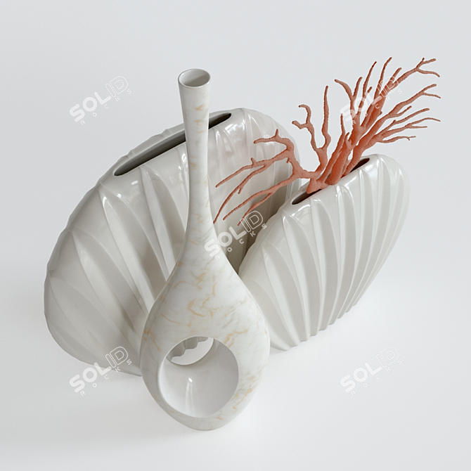 Coastal Chic Vase Set 3D model image 3