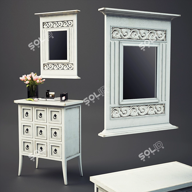 Reflections in White: Cubby Mirror 3D model image 1