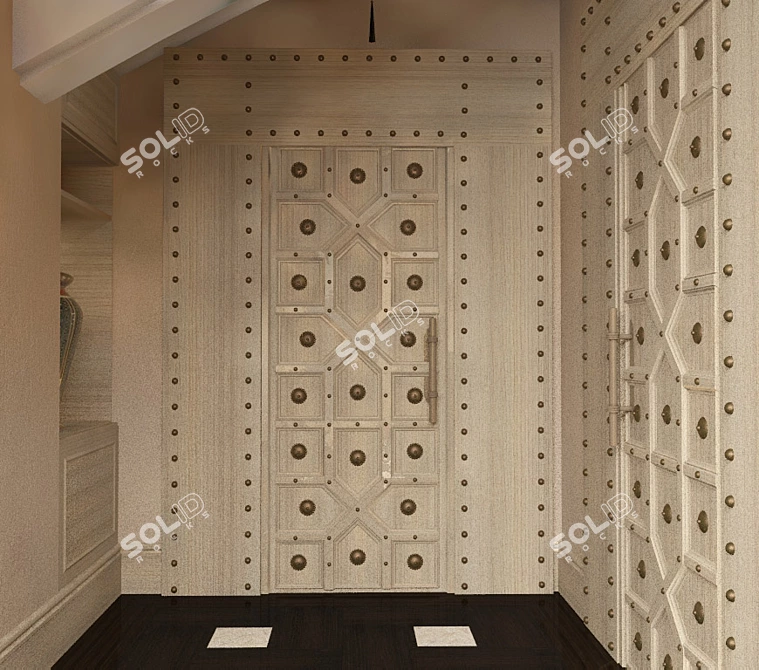 Exquisite Eastern Door 3D model image 3