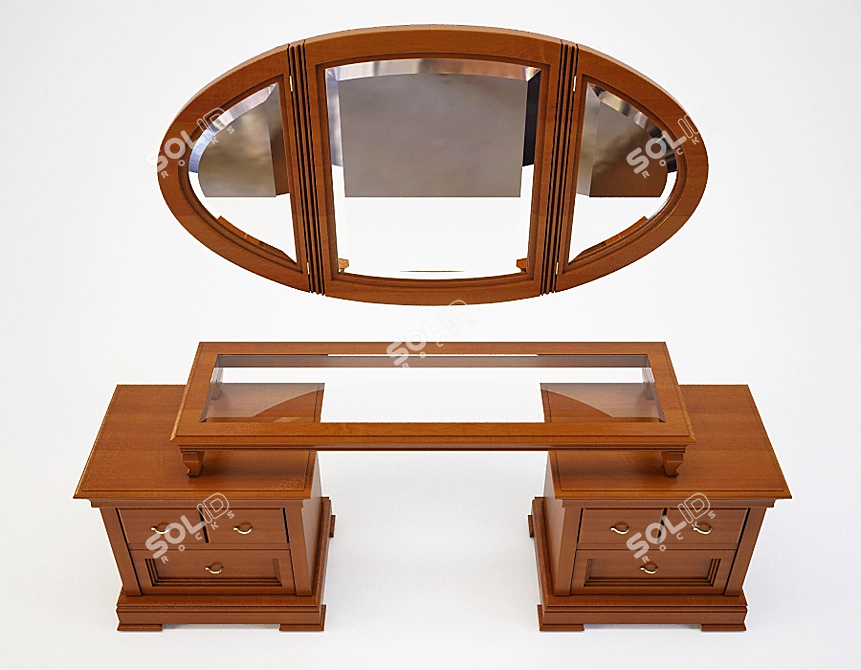 Luxury Cherry Wood Dressing Table 3D model image 1