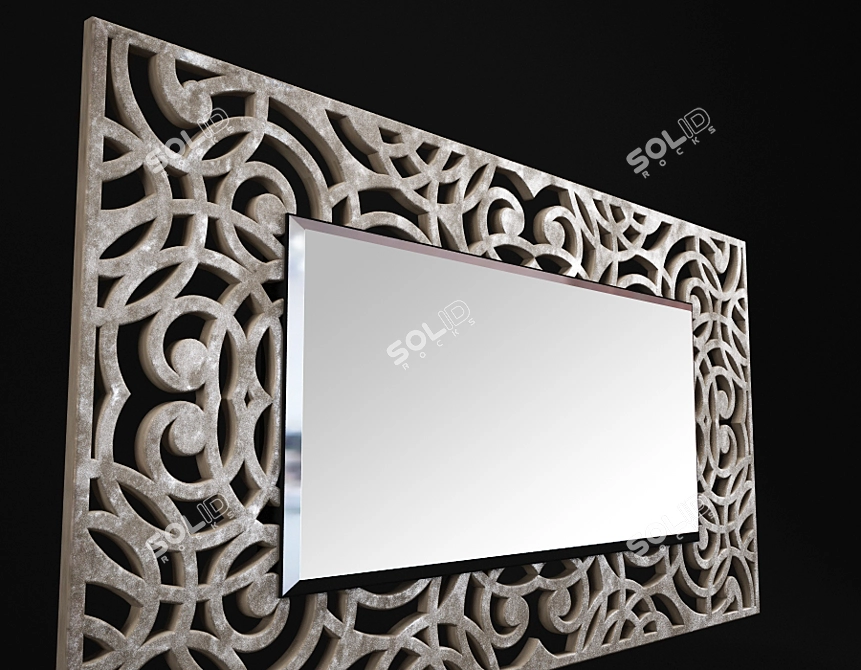 Arkeos E200 Carved Wooden Framed Wall Mirror 3D model image 2