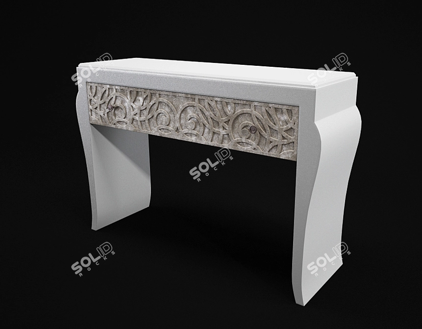 Elegant Fusion Console with Intricate Carvings 3D model image 2