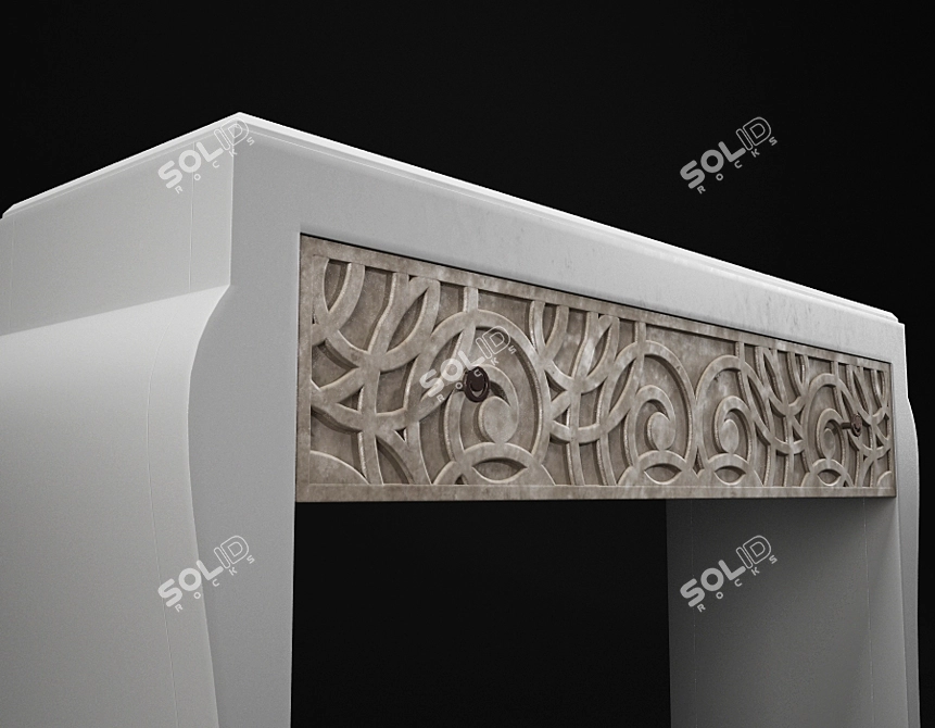 Elegant Fusion Console with Intricate Carvings 3D model image 3