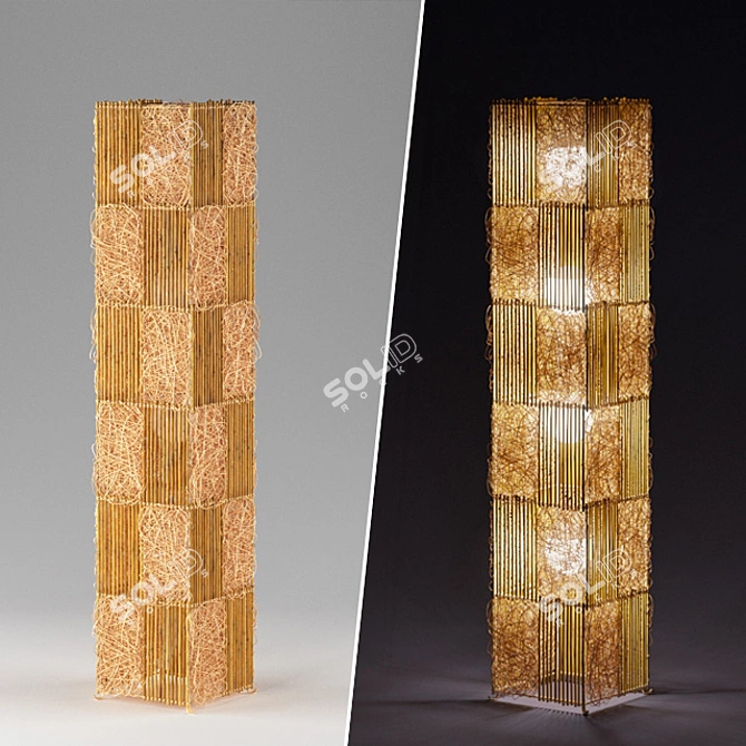 Natural Rattan Bamboo Floor Lamp 3D model image 1