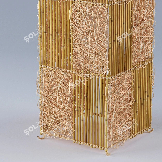 Natural Rattan Bamboo Floor Lamp 3D model image 2