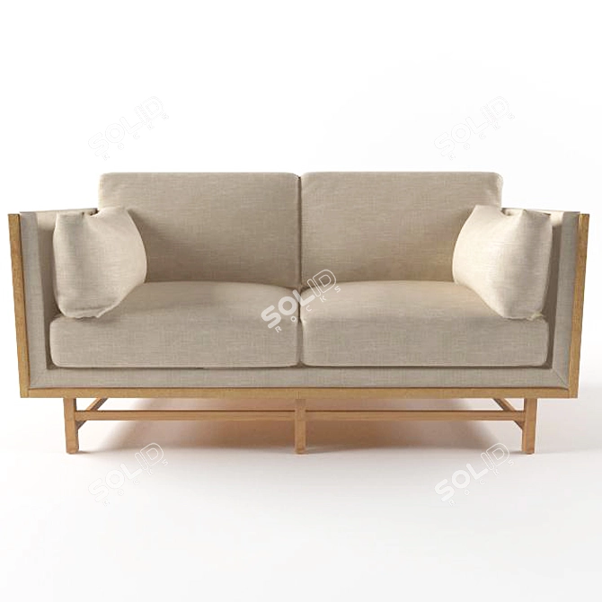 Cozy Comfort Double Sofa 3D model image 1