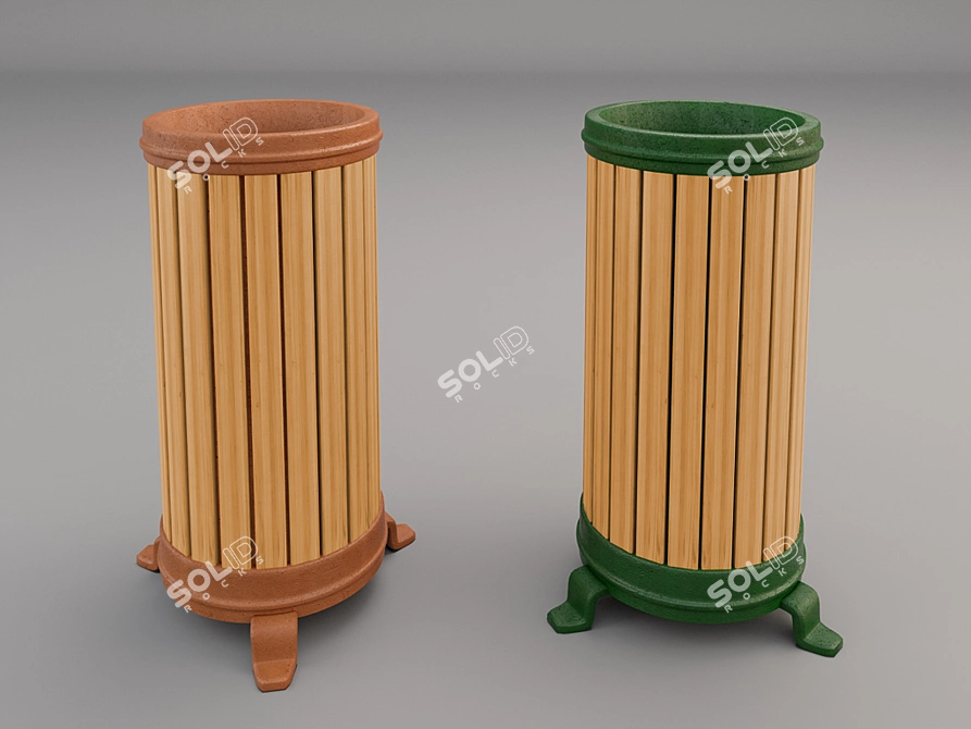 Exterior Trash Can, 2 Colors 3D model image 1