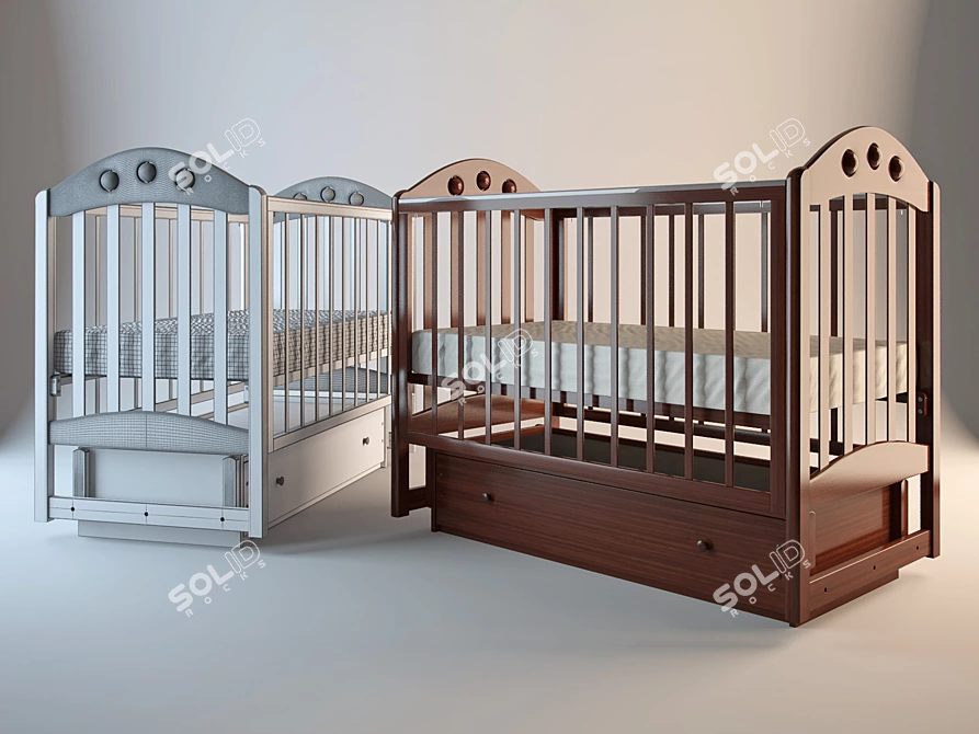 Swinging Baby Cot 3D model image 1