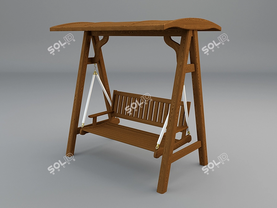 Wooden Garden Swing 3D model image 1