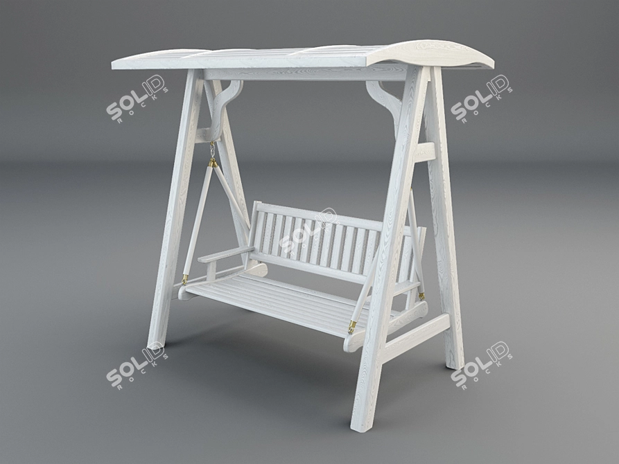 Wooden Garden Swing 3D model image 2