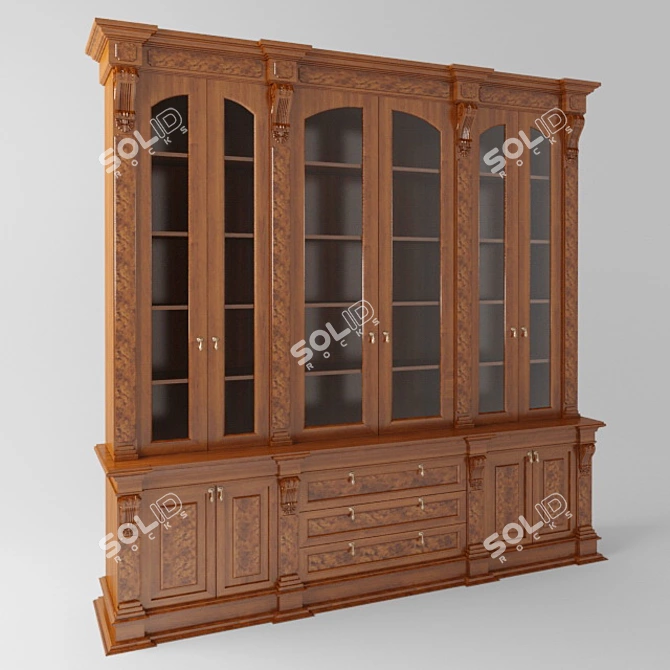 Elegant Wooden Display Cabinet 3D model image 1