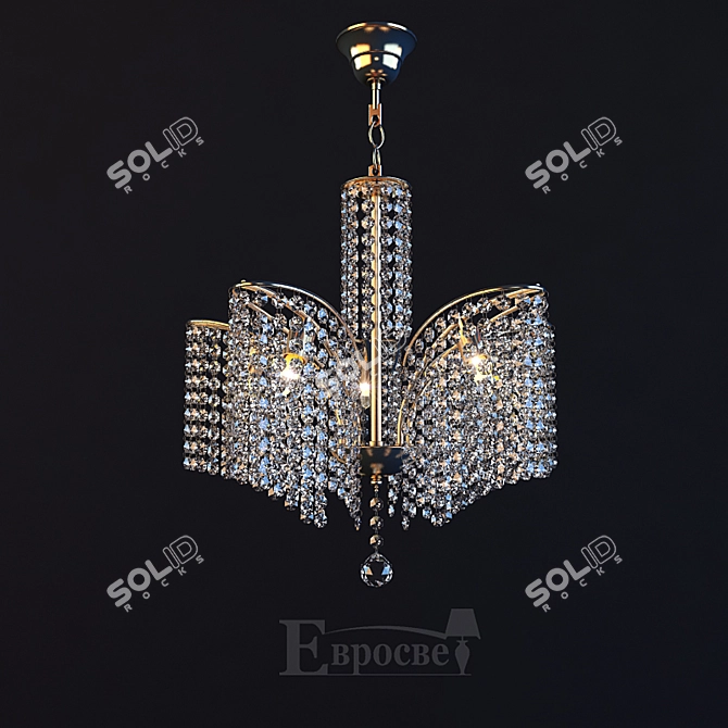 Elegant Crystal Chandelier 5-Light 3D model image 1