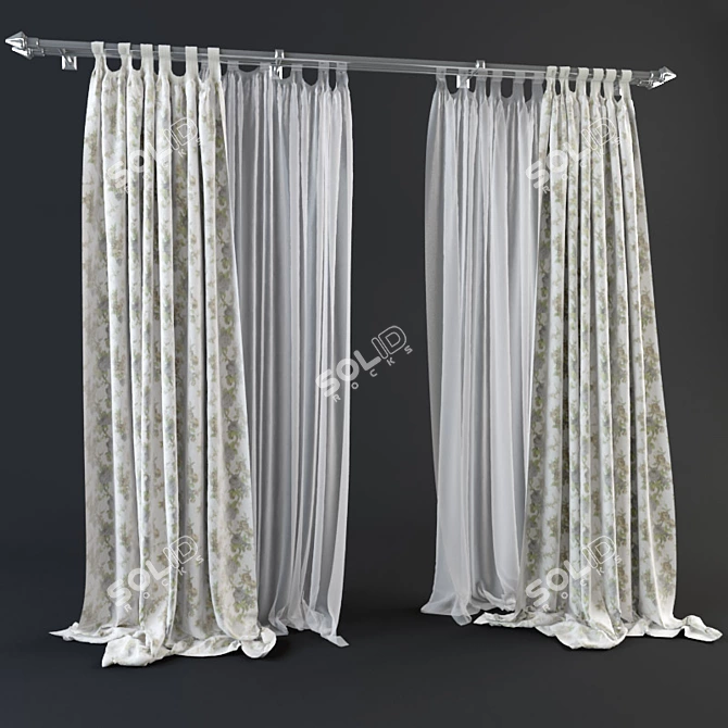 Elegant Window Dressing Set 3D model image 1