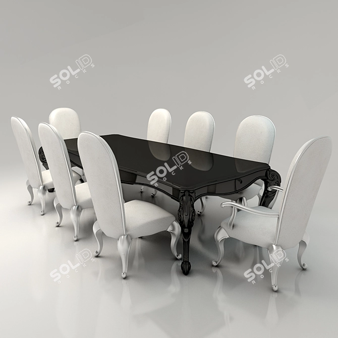 Classic 8-Seater Dining Set 3D model image 1