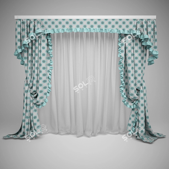 Provence Style Curtain 3D model image 1