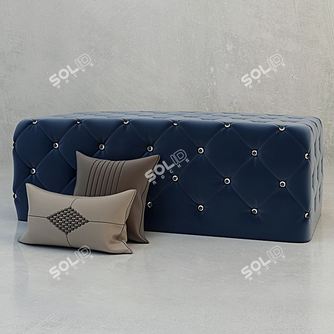 Quilted Bench with Cushions 3D model image 1