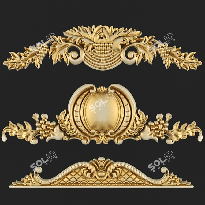 Elegant Gold Wall Decor: Molding 3D model image 1