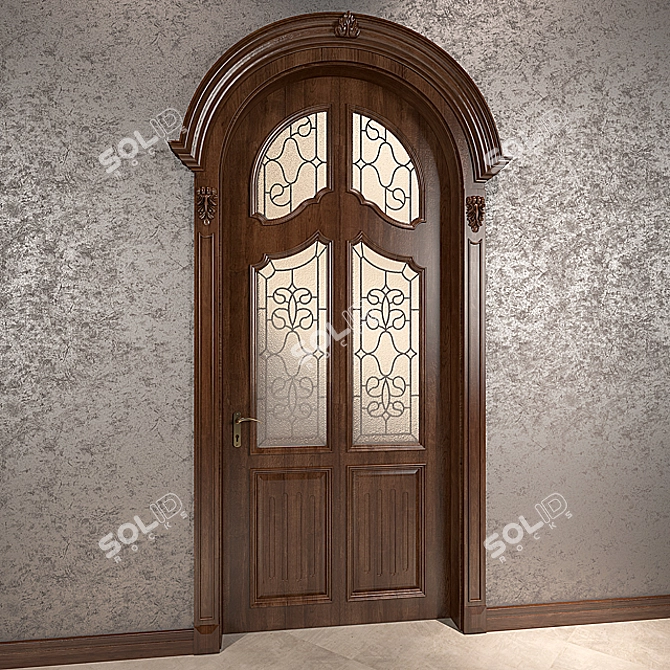 Elegant Glass-Panel Door 3D model image 1
