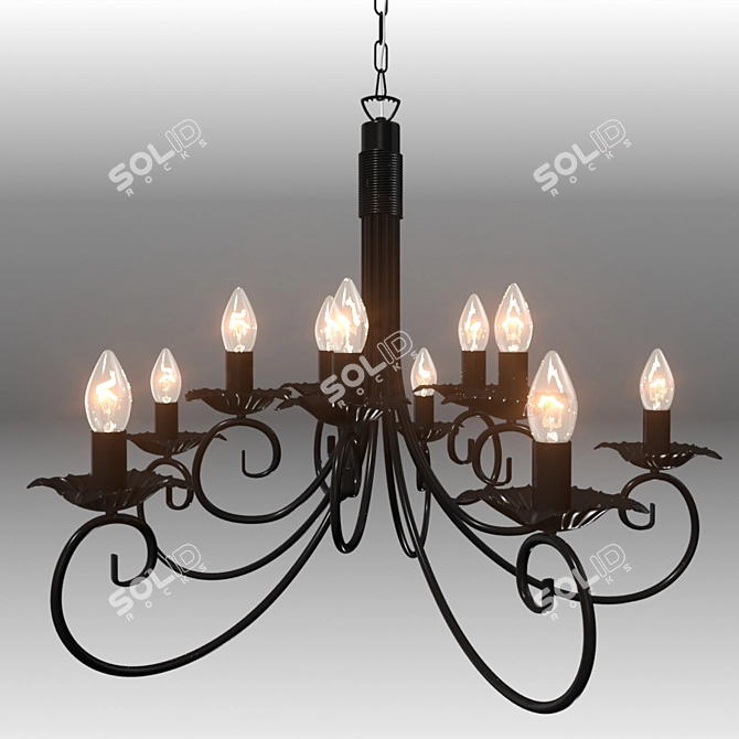 Title: Rustic Metal Chandelier 3D model image 1