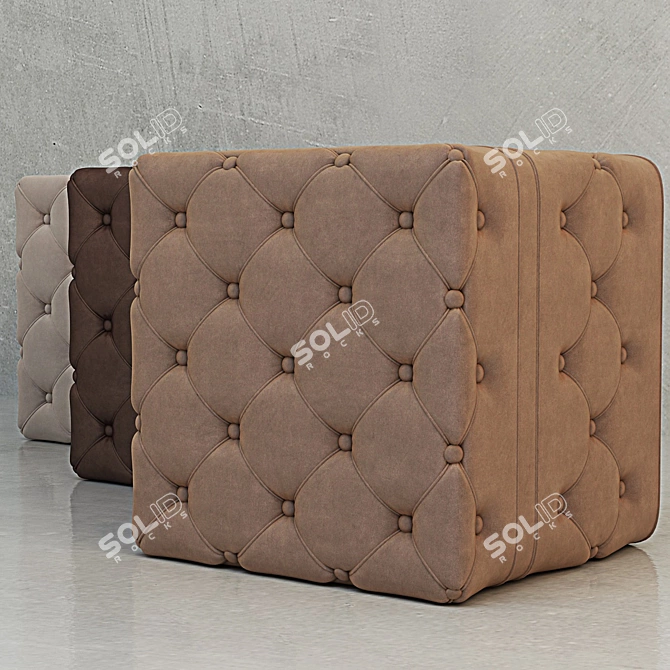 Stylish Leather Quilted Poof 3D model image 2