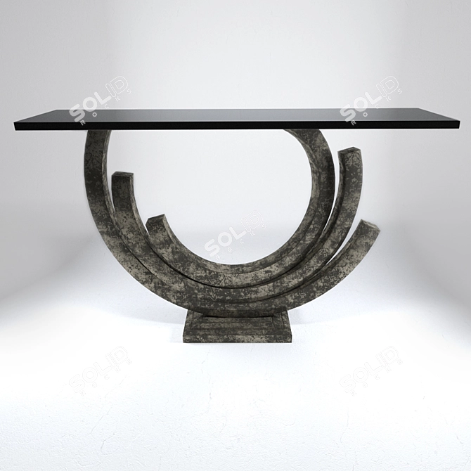 Elegant Revolusion Console: Vintage Silver & Black Granite 3D model image 1