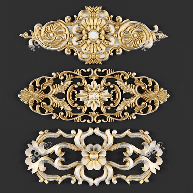 Ornate Stucco Ceiling Design: Elegant and Intricate 3D model image 1