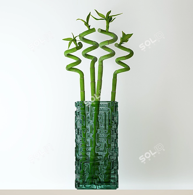 Elegant Bamboo Vase 3D model image 2