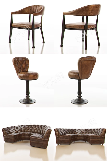 Modern Bar Seating Set - 3D Models 3D model image 2